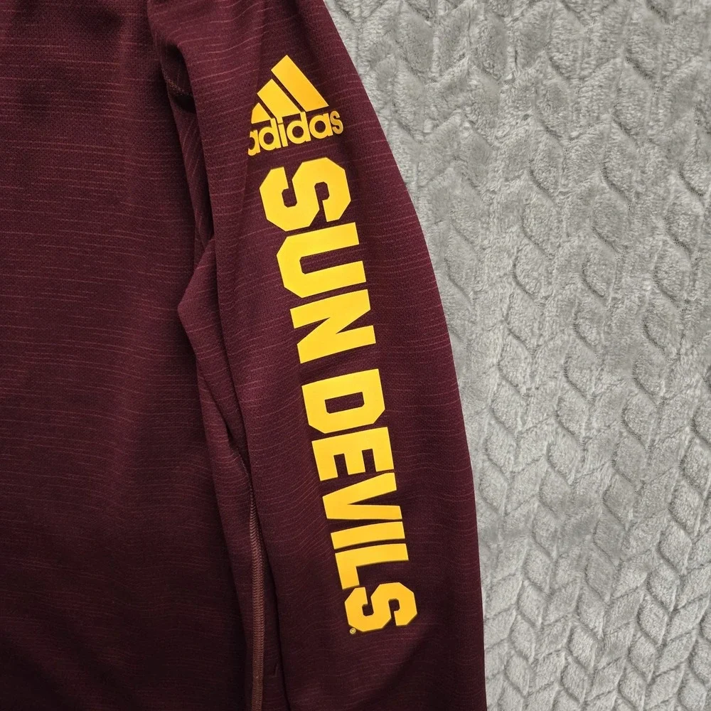 Adidas ASU Sun Devils Men Medium Maroon Climalite Pitchfork Hoodie‎ Shirt